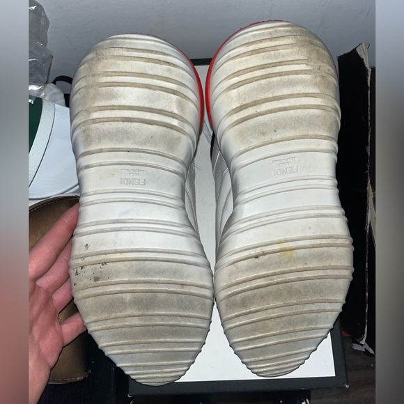 Fendi FF Monogram Print Fluo Detail Low Top Sneakers - Picture 6 of 7